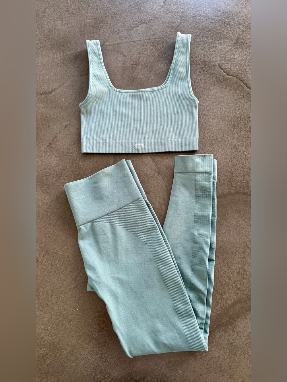 SET Active Sage Green Ribbed Sports Bra and Leggings Set